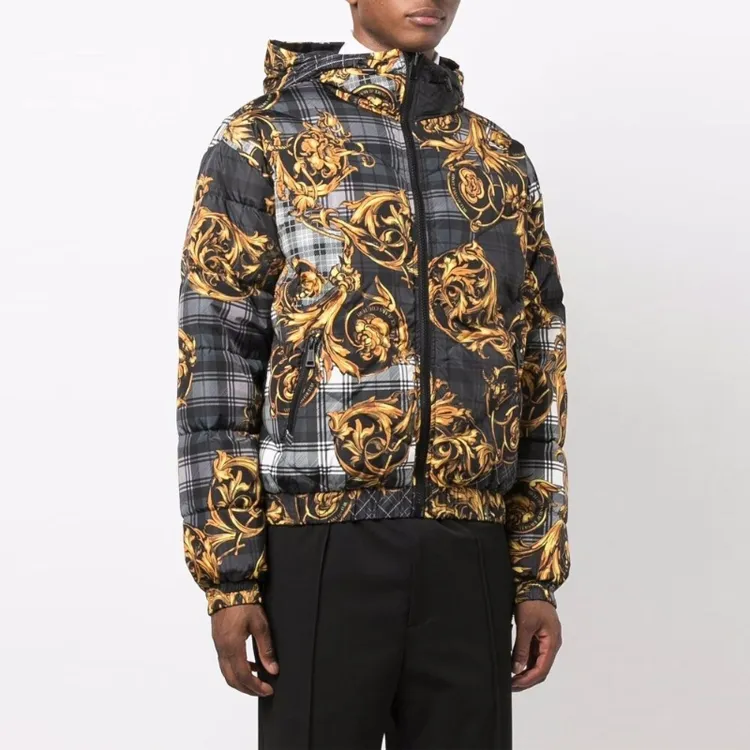 VERSACE Down Jacket Men's Black Gold-1