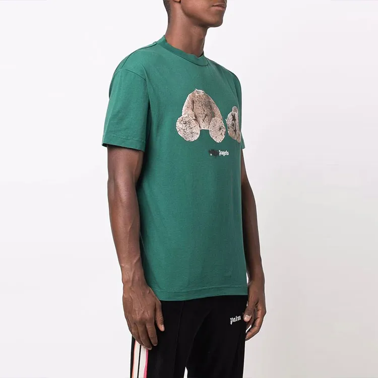 PALM ANGELS Bear Print Sprayed Logo T shirt-3