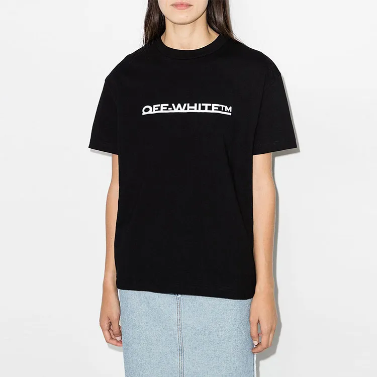 OFF WHITE Women'ss Underlined Logo T Shirt Black/White-1