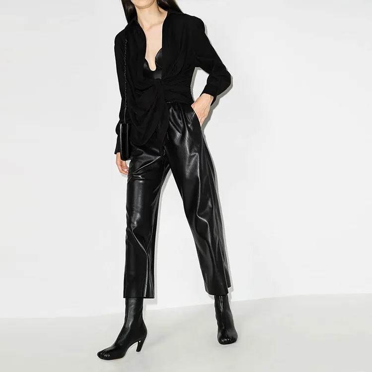 NANUSHKA Leather Pants Women's Black-2