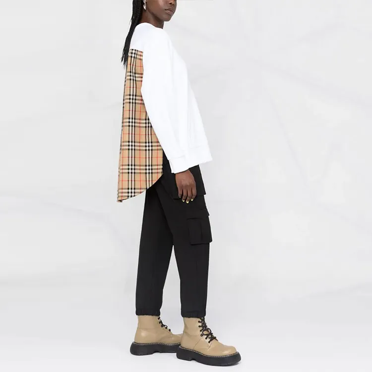 Burberry Bailey Check Panel Sweater 'White'-3
