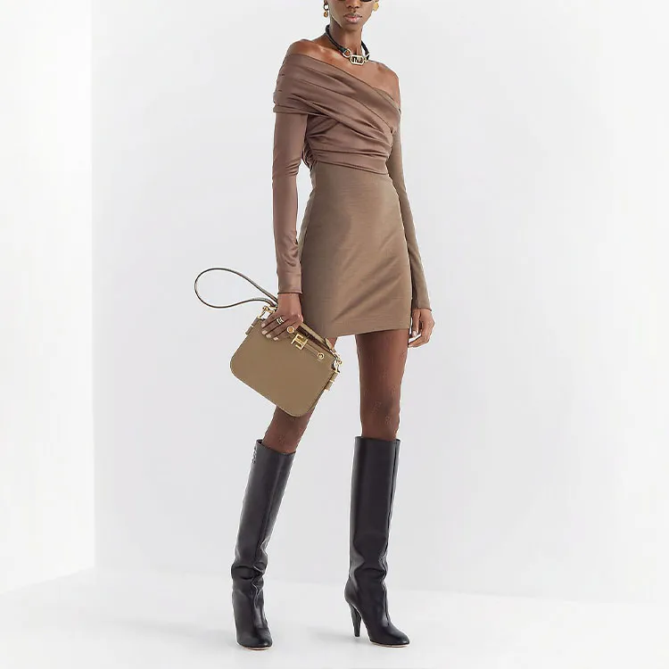 FENDI Long-Sleeved Dresses Women's Brown-2