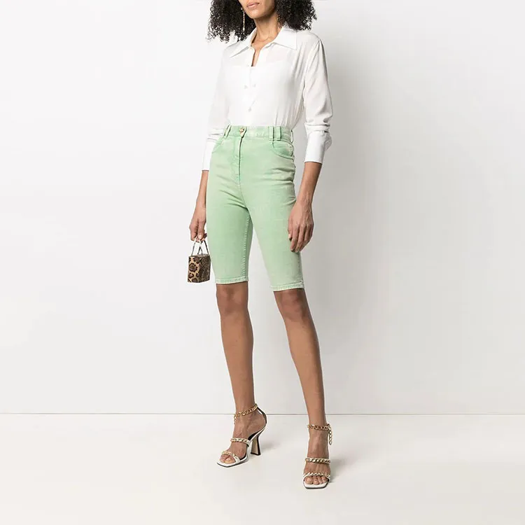 BALMAIN Denim Shorts Women's Green-1