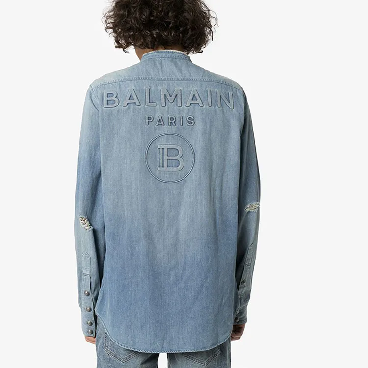 BALMAIN Shirts Men Light Blue-3