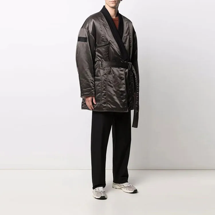 AMBUSH Solid Color Collarless Puffer Jacket Men's Dark Green-3