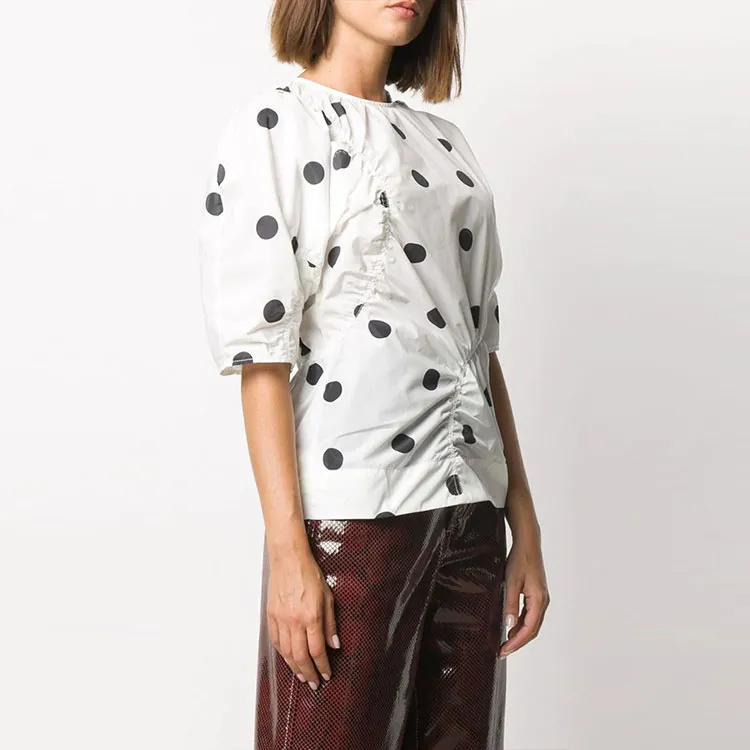 GANNI Polka-dot Gathered Blouse-2