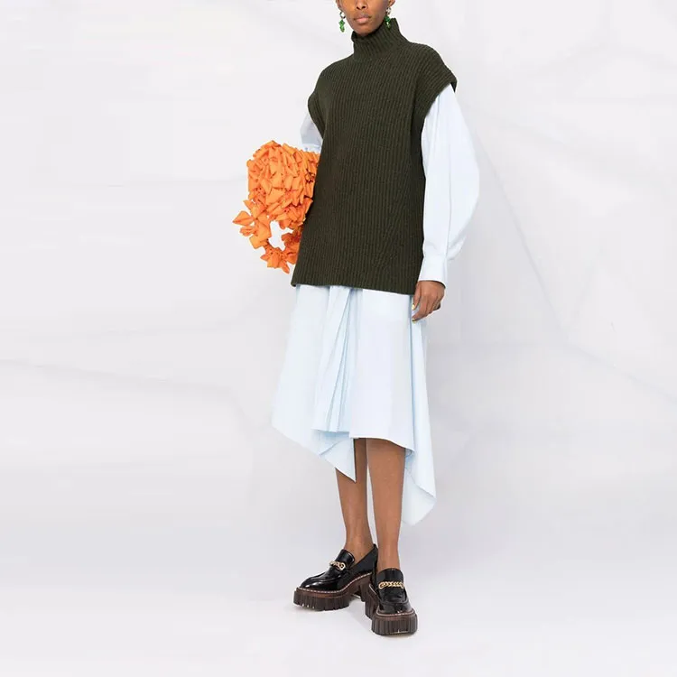 GANNI Rib Knit Vest 'Dark Green'-2
