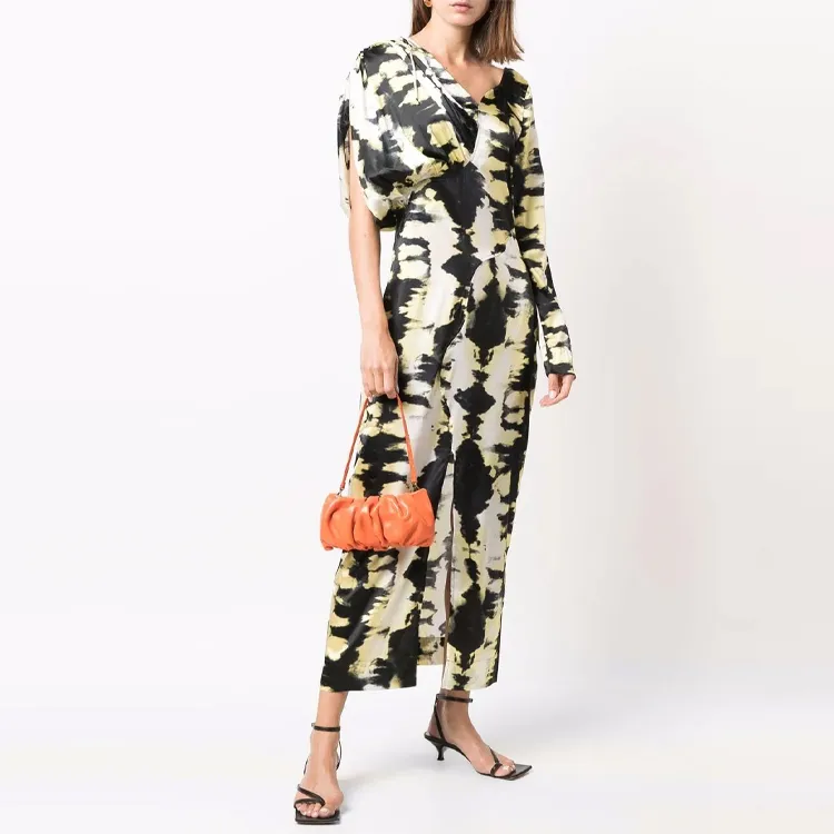 GANNI Short Sleeved Dresses Women's Yellow-1