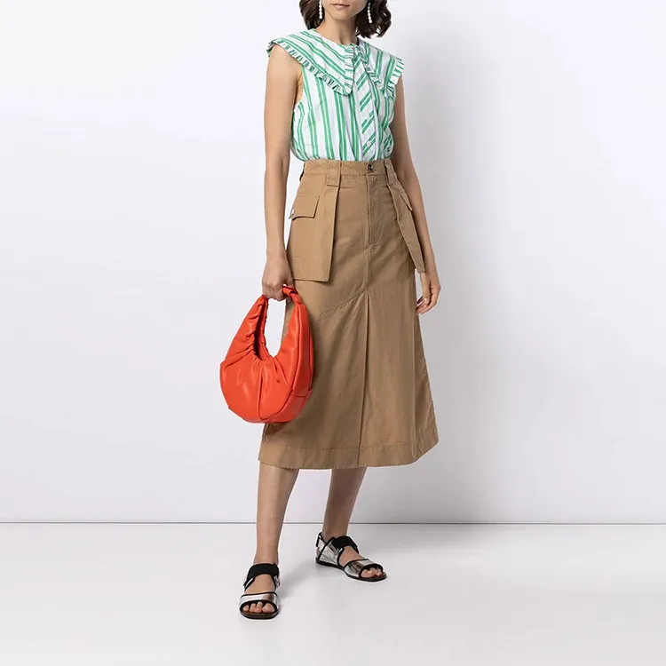 GANNI Casual Long Skirts Women's Brown-1