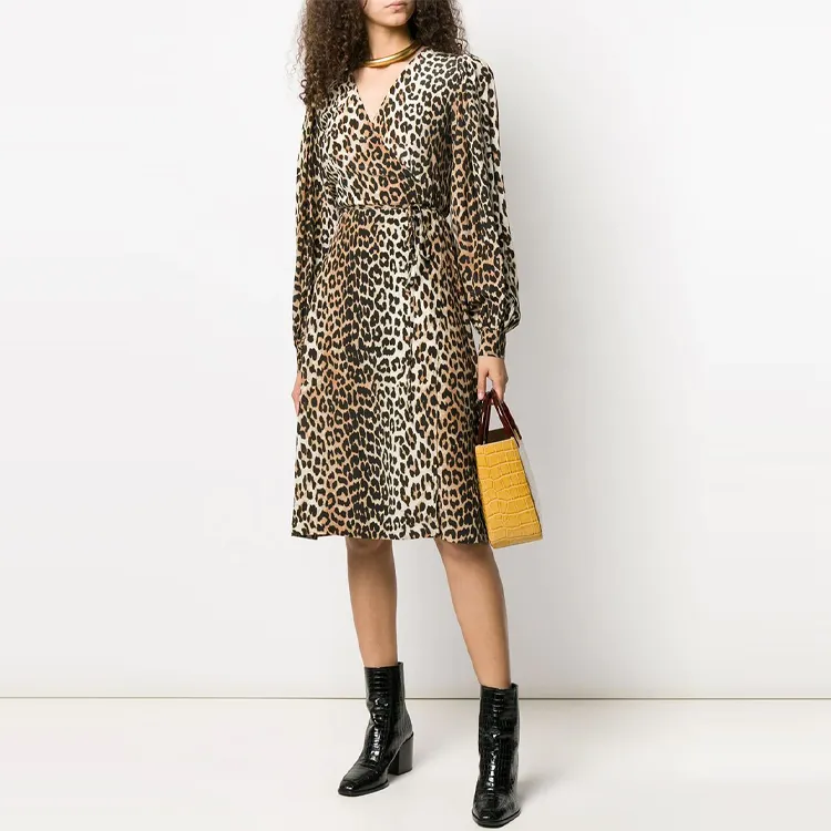 GANNI Long-Sleeved Dresses Women's Brown-1