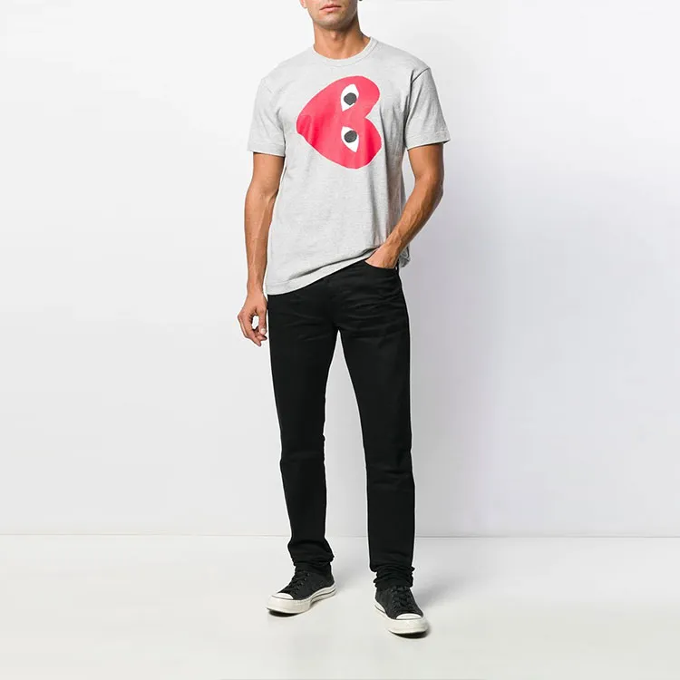 CDG Play T Shirts Men Gray-1