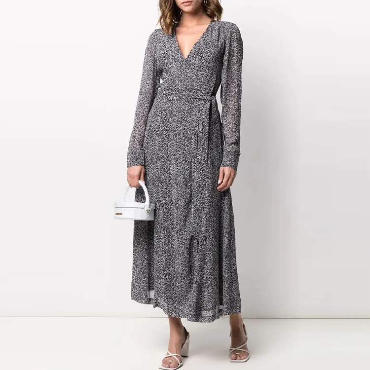 GANNI Long-Sleeved Dresses Women's Gray-1