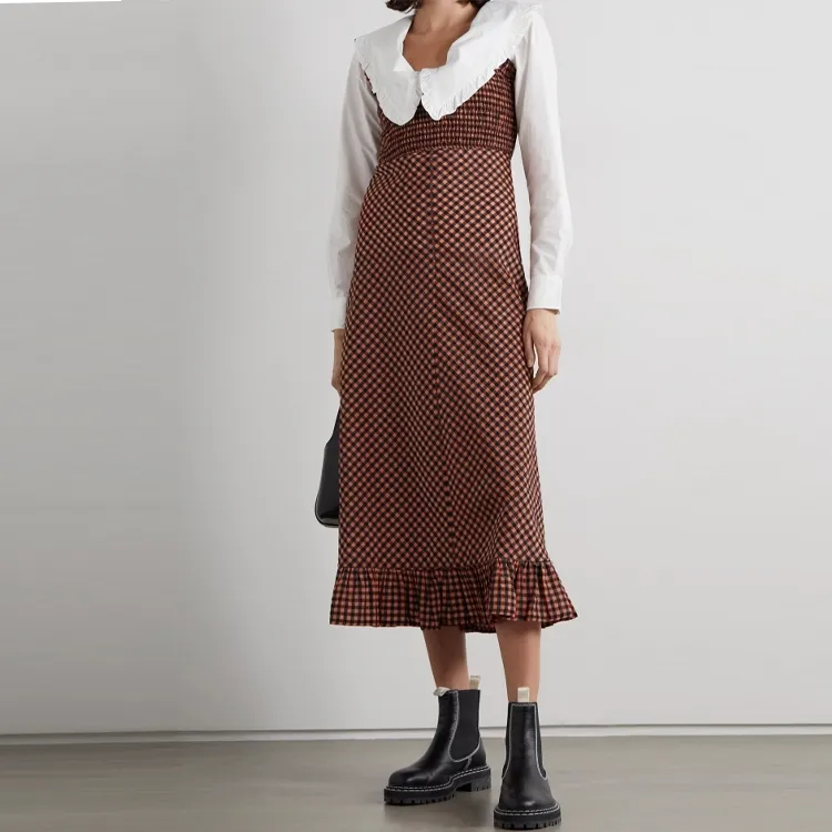 GANNI Sleeveless Dresses Women's Brown-1