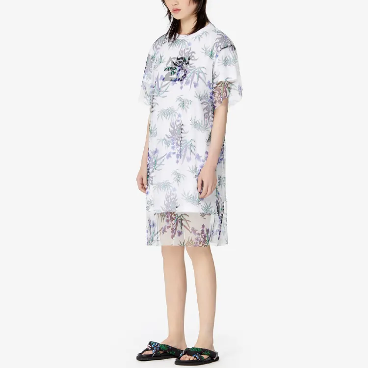 KENZO Letter Logo Short Sleeved Dresses Women's White-5