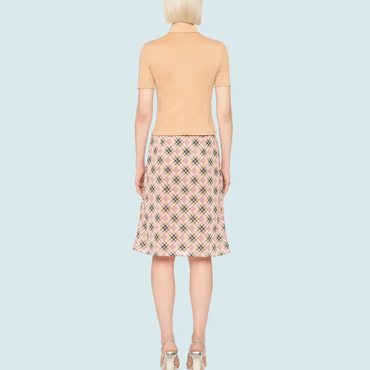 MIU MIU SS21 Knit Long Skirts Women's Pink Beige-2