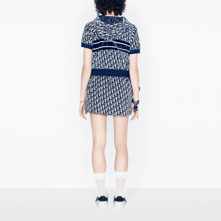 DIOR Quarterly New Products Short Sleeved Dresses Women's Navy-3