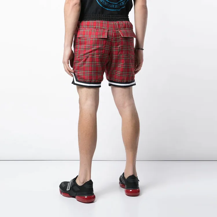 RHUDE Basketball Shorts Men Black Red-2