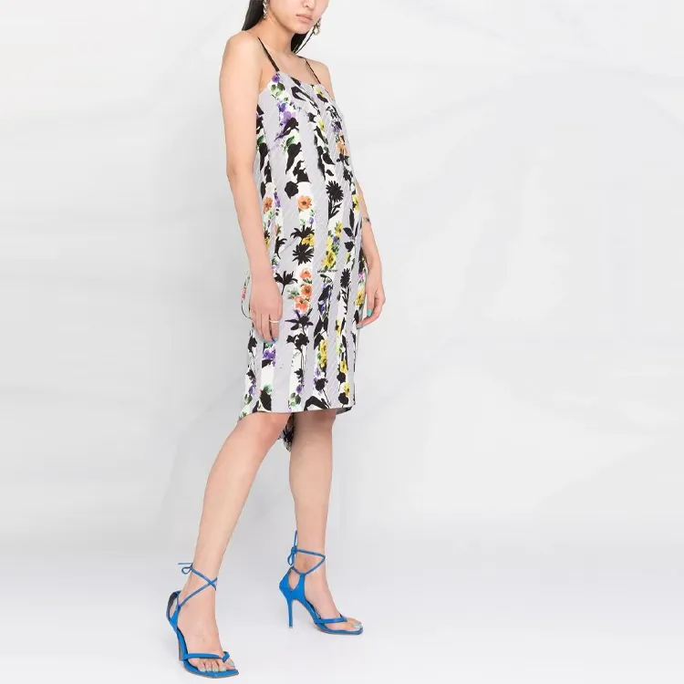 OFF WHITE Striped Floral Print Dress-2