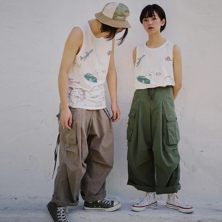 PROS BY CH Straight Casual Pants Unisex Khaki-1