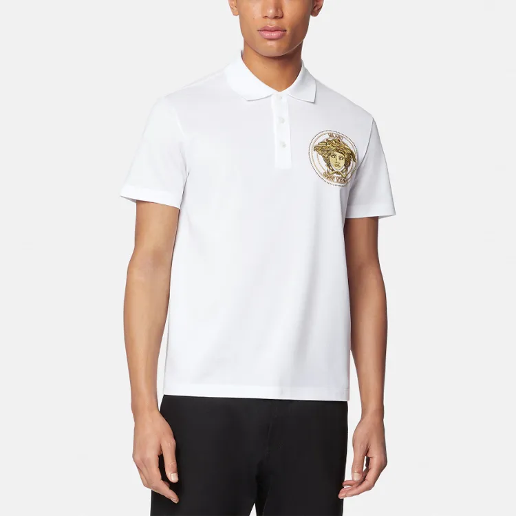 VERSACE Polo Shirts Men White-3