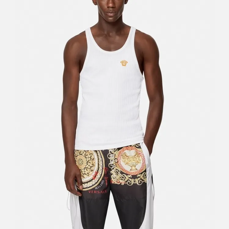VERSACE Tank Tops Men White-2
