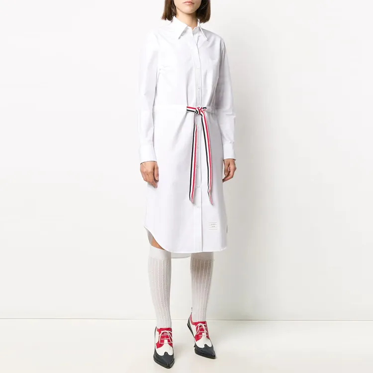 THOM BROWNE· Long Sleeved Dress Women's White-3