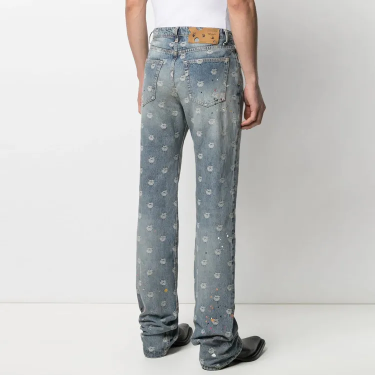 OFF WHITE Logo jacquard Paint splatter Jeans-2