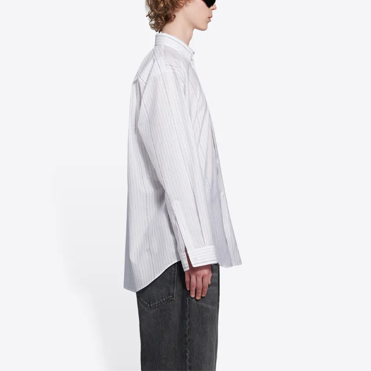 Balenciaga Logo Printed Pinstripe Shirt-4