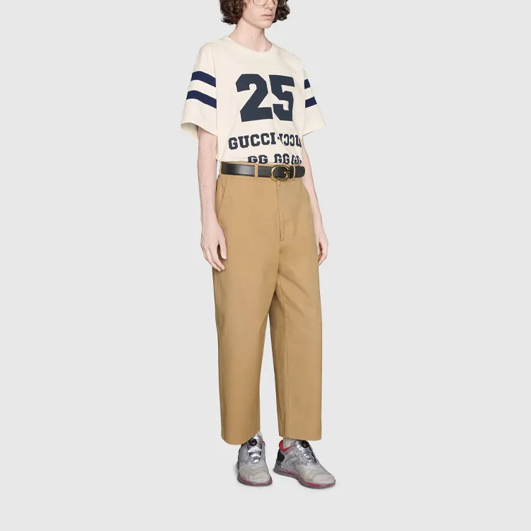 GUCCI SS21 Men Alphabet Pattern Loose Short Sleeve T-shirt White-2
