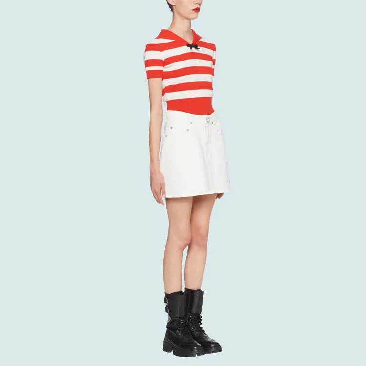 MIU MIU Denim Short Skirts Women's White-2