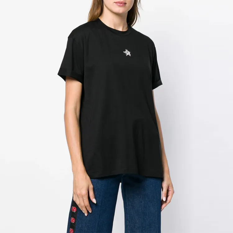 Stella McCartney Star print Faux pearl embellished T shirt-2