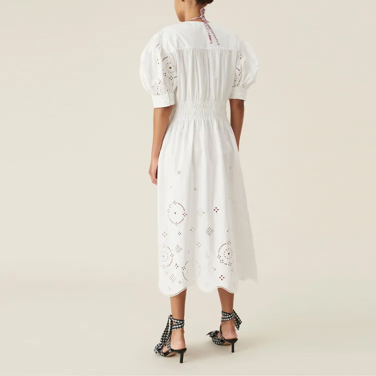 GANNI Short-Sleeved Dresses Women's White-2