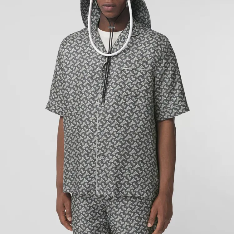Burberry Tb Monogram Print Silk Shirt-1