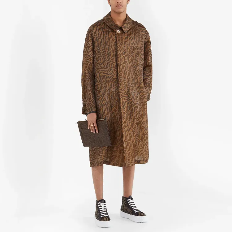FENDI Trench Coats Men Brown-2