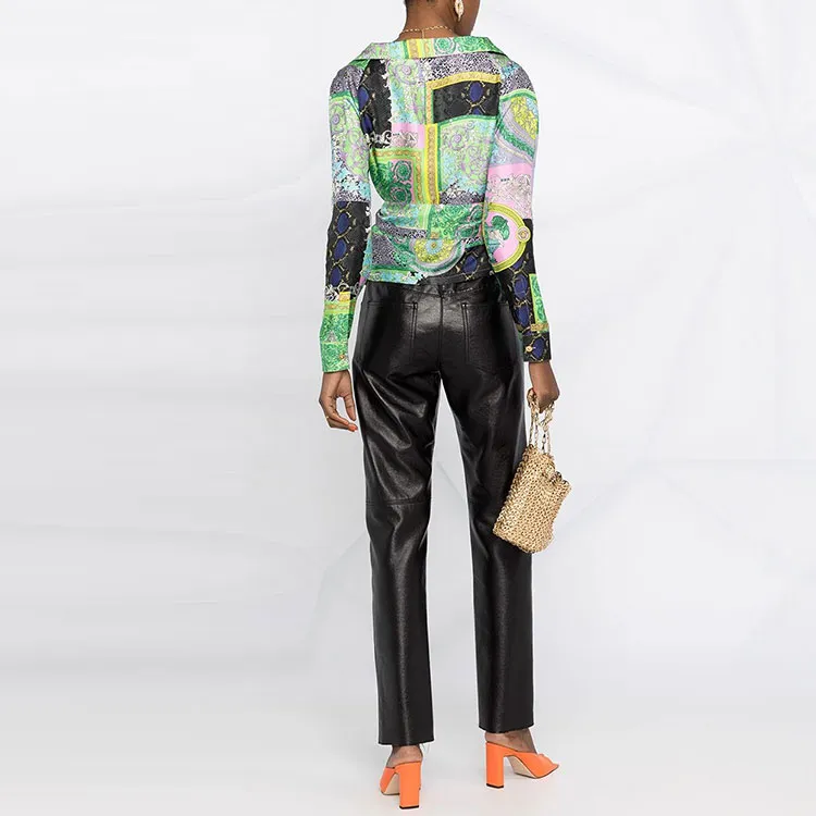 VERSACE Barocco Patchwork Print Cropped Silk Shirt 'Multicolor'-2