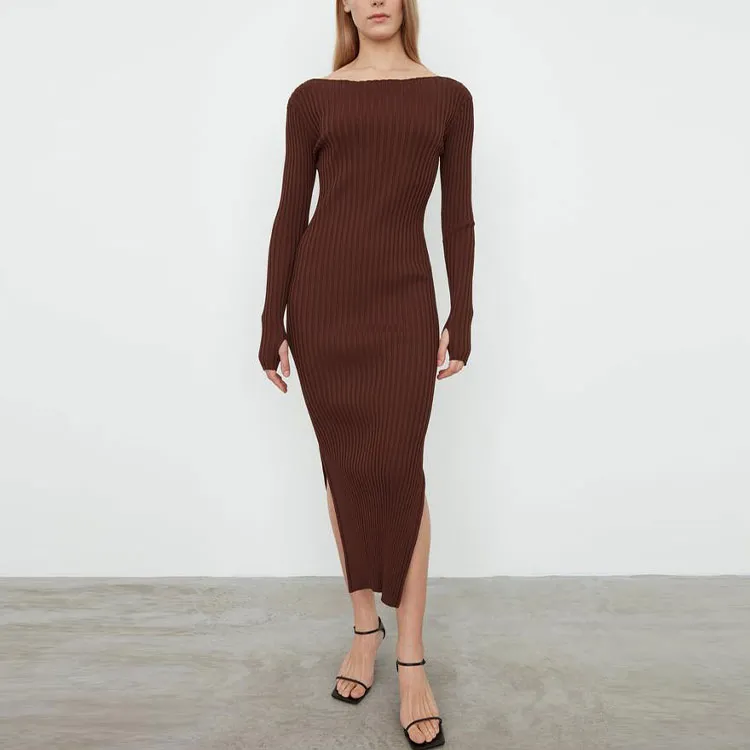 TOTEME Long-Sleeved Dresses Women's Red Brown-1