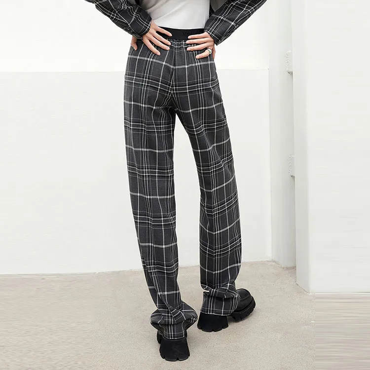 KIMHEKIM Casual Pants Women's Gray Brown-6