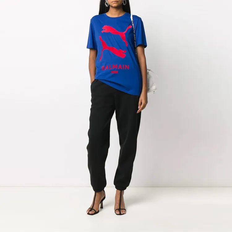 Puma X BALMAIN T-Shirts Unisex Blue-4
