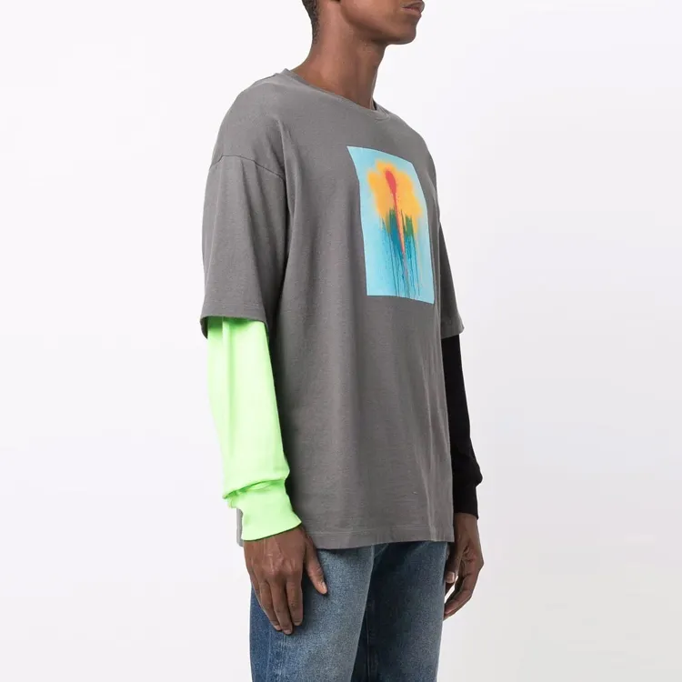 OFF WHITE Graphic Print Layered Longsleeve Shirt-2