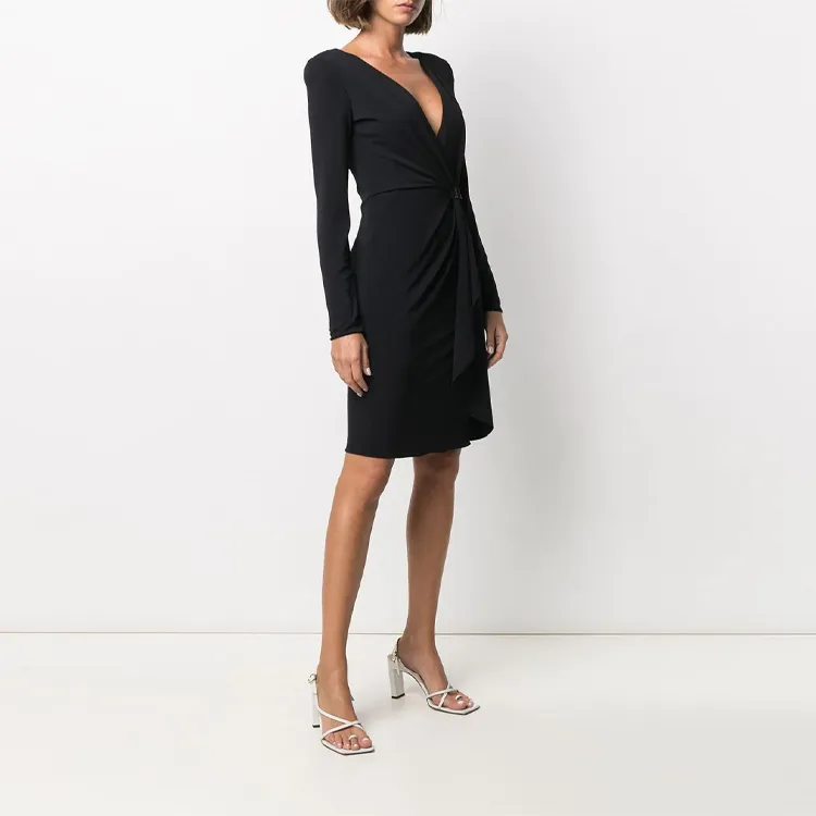 EMPORIO ARMANI SS21 Long Sleeved Dresses Women's Black-3