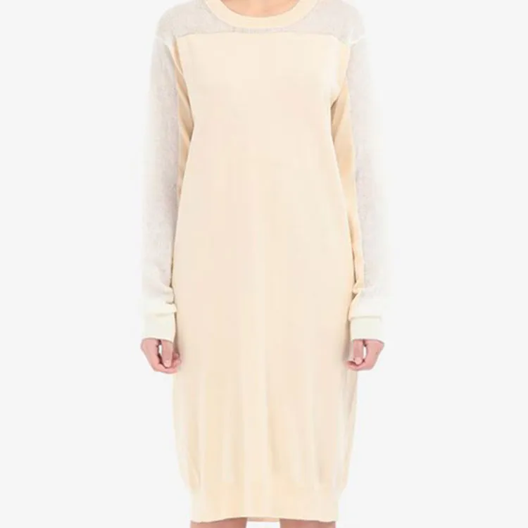Maison Margiela Long Sleeved Dresses Women's Gray White-1