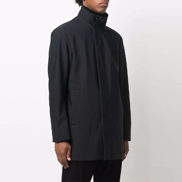 EMPORIO ARMANI High Neck Zipped Mid Length Coat-3
