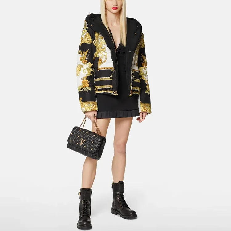 VERSACE Down Jacket Women's Black Gold-3