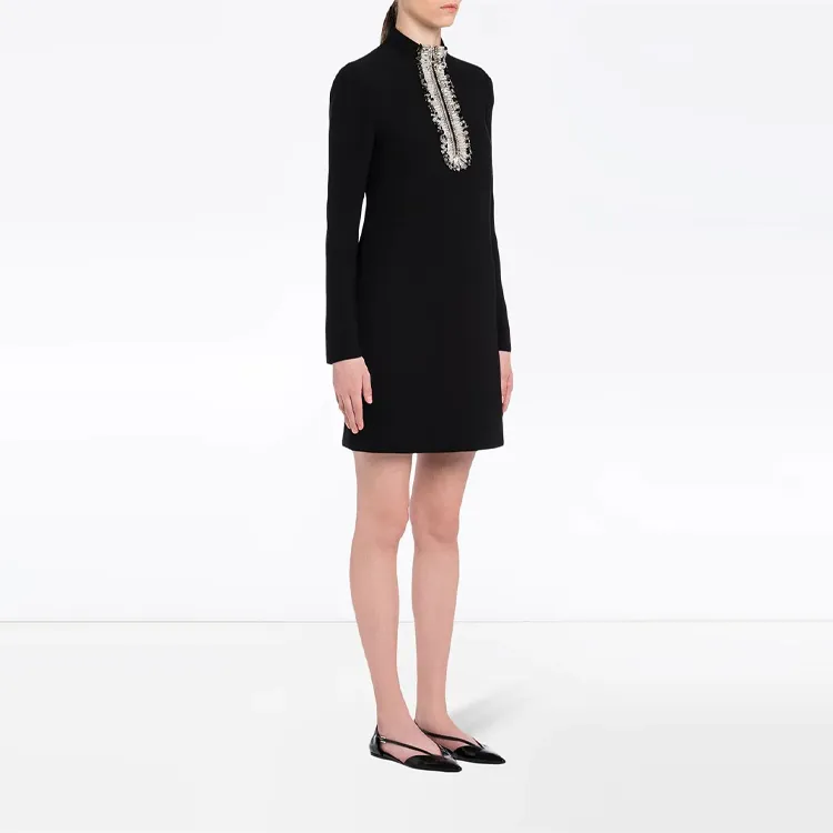PRADA Long Sleeved Dresses Women's Black-3