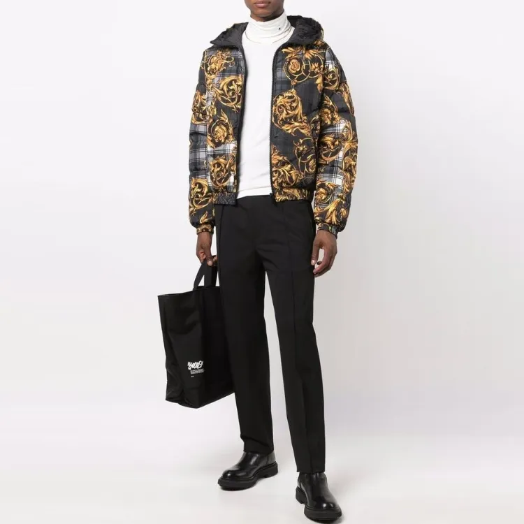 VERSACE Down Jacket Men's Black Gold-2