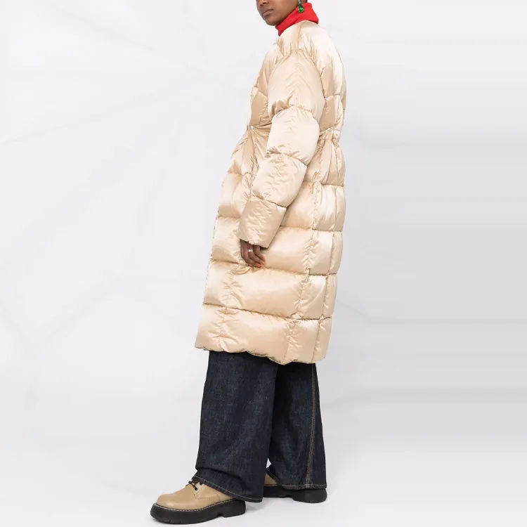 GIVENCHY Solid Color Collarless Loose Fit Long Down Jacket Women's Gold-3