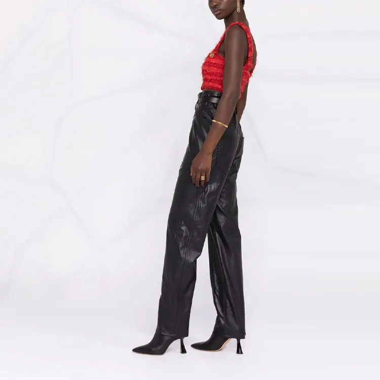 BALMAIN Cropped Zipped Tweed Strap Top 'Rouge'-1