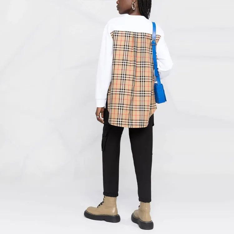 Burberry Bailey Check Panel Sweater 'White'-2