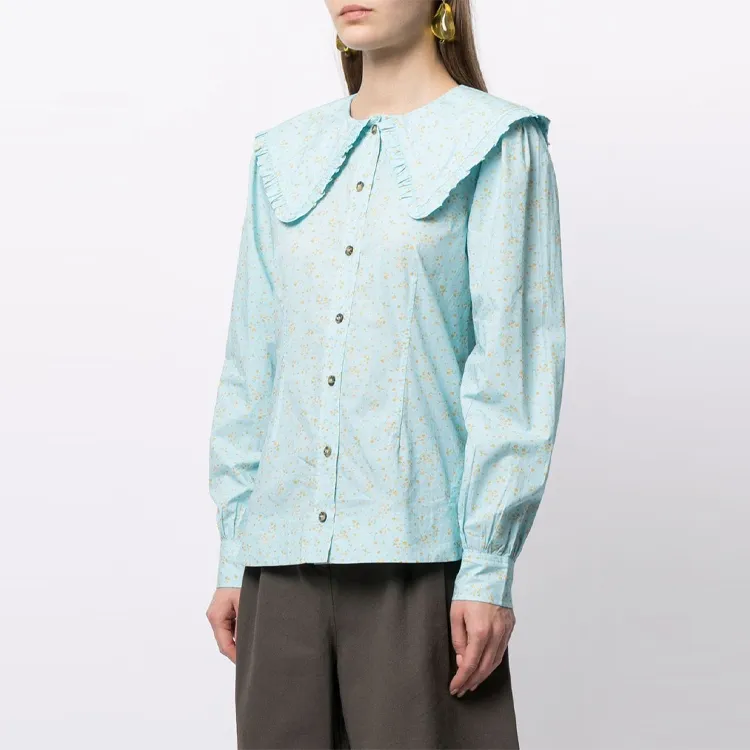 GANNI Shirts Women's Light Blue-3