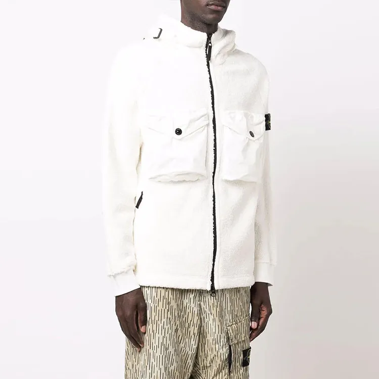 STONE ISLAND FW21 Velvet feel Coat Men's White-2